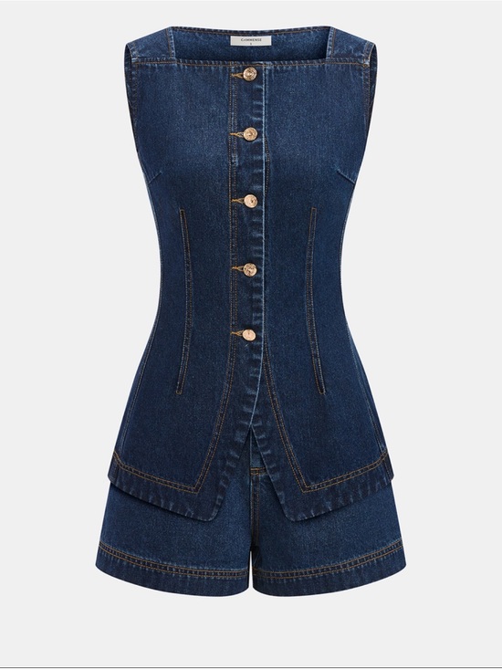 Commense Other - Dark Wash Denim 2 Piece Set with Button Front